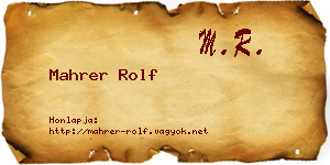 Mahrer Rolf névjegykártya